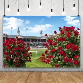 YongFoto Kentucky Derby Backdrop 10x7ft Rose Garden Racecourse Photography Background Churchill Downs Horse Racing Festival Carnival Party Banner Room Home Decor Portrait Photoshoot Wallpaper Props