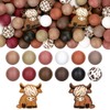 Whaline 100Pcs Dark Brown Highland Cow Silicone Bead Fall Animal