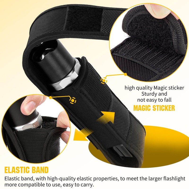 IronSeals 2 Pack Flashlight Holster Pouch Holder Flash Light Belt