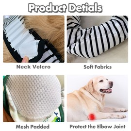 HDKUW Dog Elbow Protector for Calluses, Dog Joint Recovery Sleeve for Prevent Licking Wound, Elbow Sleeves with Mesh Pad for Medium Large Dogs Stripe L