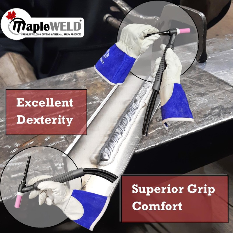 Maple Industrial Products Inc. MW600 White/Blue Goatskin Welding Gloves (X