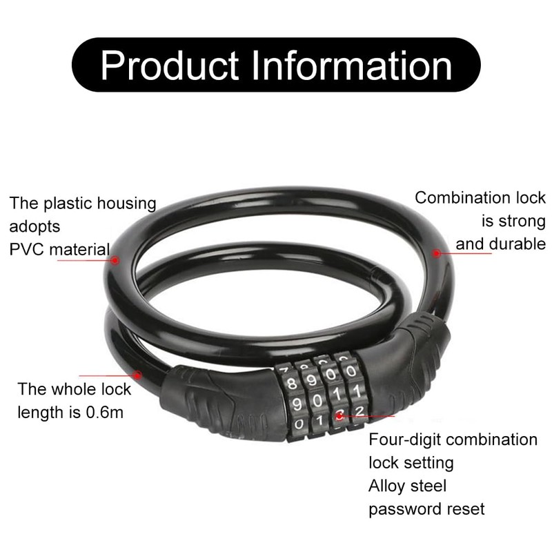 Bicycle lock, combination lock, bicycle 4-digit, pram lock, anti-theft, children's
