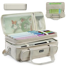 AMOIGEE Double Layer Carrying Case for Cricut Explore 5, Accessories and Suppliers, Storage Bag with Vinyl Roll Organizer, Cutting Mat Pocket, Secure Machine Straps and Travel-Friendly Design