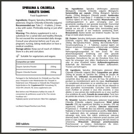 Cupplement - Spirulina Chlorella 300 Tabletten - Bio - 500 MG pro Tablette - Keine Kapsel, Flocken oder Pulver - Algen - Superfood - Supplement - Hawaii - Algen - Blau - Spirilina - Chlorela