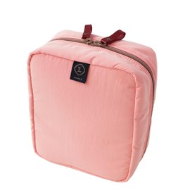 Invite.L Grande Large Capacity Portable Travel Stand Up Cosmetic Bag with Organized Pockets Wide Open Organizer for Makeup Work Essentials Korean Beauty Case (Blush)