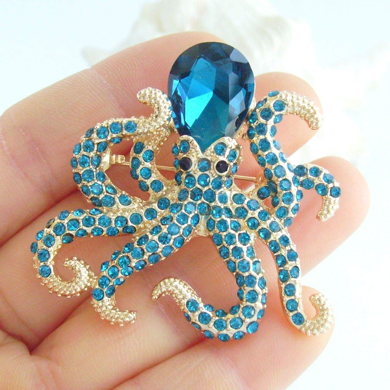 Sindary BZ083 - Broche de pulpo de animales (4,5 cm),