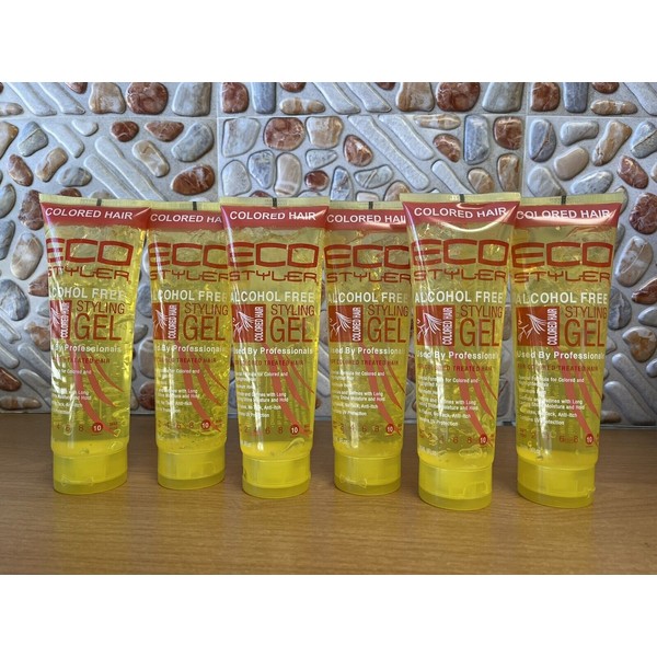 6PK ECOSTYLE ECO STYLE STYLING GEL COLORED TREATED HAIR LEVEL 10 MAX HOLD 9 OZ