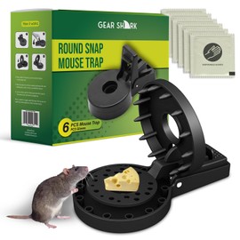 Gearshark Reusable Round Snap Mousetraps - Quick Catcher Effective Mouse Trap Indoor & Outdoor for Home - Safer Traps Easy to Clean & Setup Bait Reacting, 6 Pcs