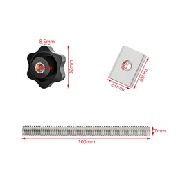 Pamtns Pack of 18 T-Rail Sliding Nuts M8 Set T-Track T-Nut Kit with T-Screw and M8 Plastic Handle M8 Slider T-Track Sliding Nut for Woodworking Tool