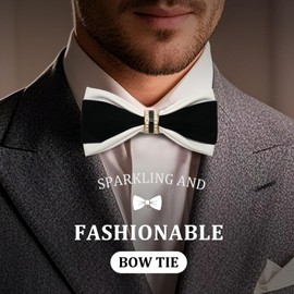 LHXzizizi Bow Tie for Men, Mens Bow Tie With Double Layer Design Adjustable Pre-Tied Bowtie for Wedding School Party Banquet (White)