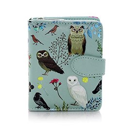 Shag Wear Wild Bird Owl Small Wallet for Women and Teen Girls Vegan Faux Leather 4.5" Mint Green