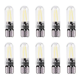 10pcs 12V W5W T10 194 Glass COB Filament LED Car Reading DRL Trunk LED Bulb White Light