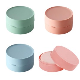 Soap Box Round, Pack of 3 Solid Shampoo Storage, Soap Box Travel, Portable Soap Boxes with Lid, Soap Container for Solid Soap, Soap Dish Round, for Bathroom, Travel, Camping