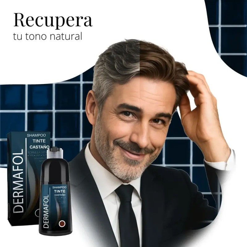 Shampoo Con Tinte Natural Dermafol Para Cubrir Canas 500ml Color