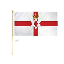 JumpingLight 5 Wood Flag Pole Kit Wall Mount Bracket 3x5 Northern Ireland Country Poly Flag - Quality Flags