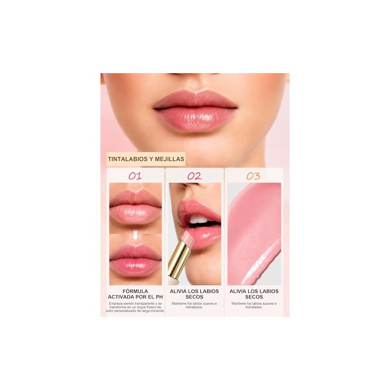 Erinde Bálsamo Labial PH que Cambia de Color, Brillo Labial