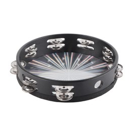 Tambourine Double Row 16 Pairs Metal Jingles Clear Sound Laser Handheld Drum Bell Timbrel 10in