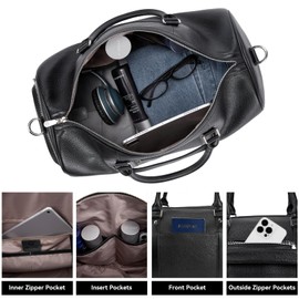 BOSTANTEN Genuine Leather Travel Weekender Overnight Duffel Bag Gym Sports Luggage Tote Duffle Bags for Men Medium: 18.5"X9.25"X10.50"