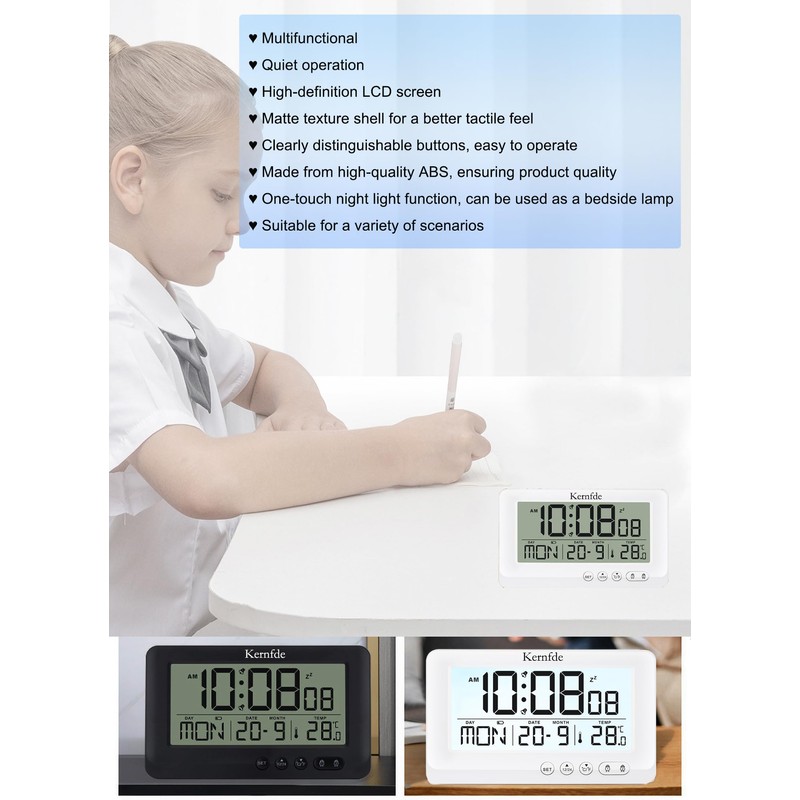 Kernfde Travel Alarm Clock Battery Powered,Alarm Clocks for Bedrooms,Small Digital