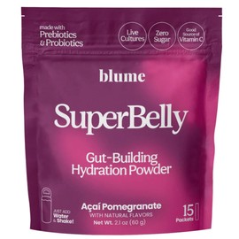 Blume SuperBelly Gut Building Hydration Powder with Prebiotics and Probiotics, 60g, Strawberry Hibiscus / 60g (15 Packets)