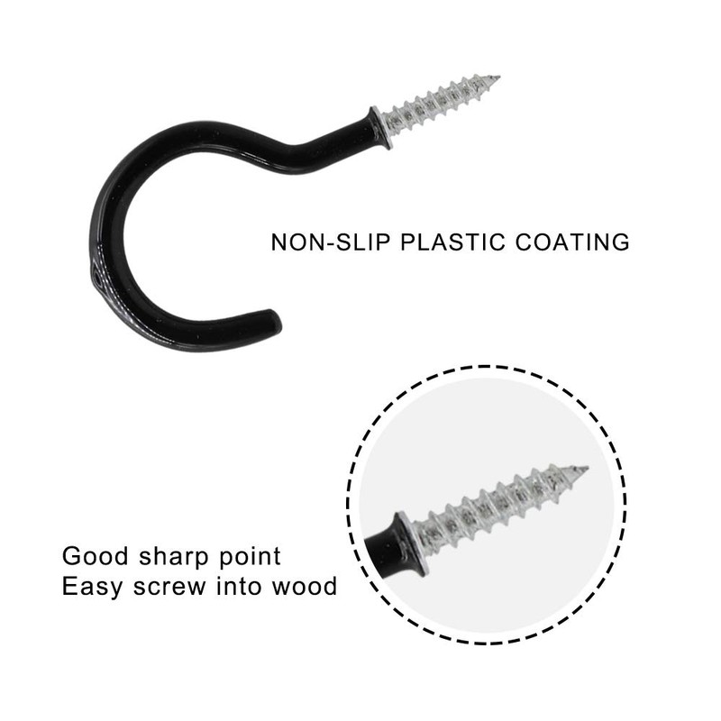 CCUCKY Pack of 16 Multipurpose Cup Hooks, Vinyl Coated Cup