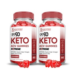 Justified Laboratories (2 Pack) Go 90 Keto ACV Gummies Extreme 2000MG Go90 Keto Gummies Apple Cider Vinegar Formulated with Pomegranate Beet Juice Powder B12 Vegan Non GMO 120 Gummys