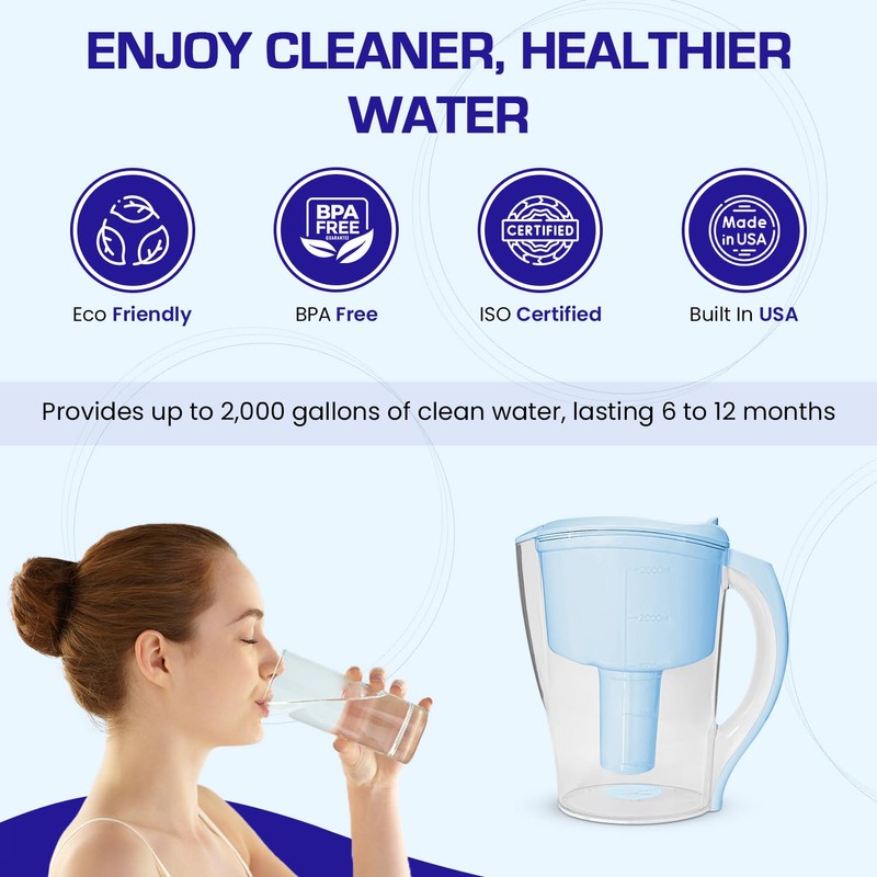 Crystal Quest Water Filter Pitcher - 12-Cup Capacity, Includes 1