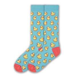 K. Bell Socks Men's Original Classics Novelty Crew Socks, Rubber Ducks (Aqua), Shoe Size: 6-12