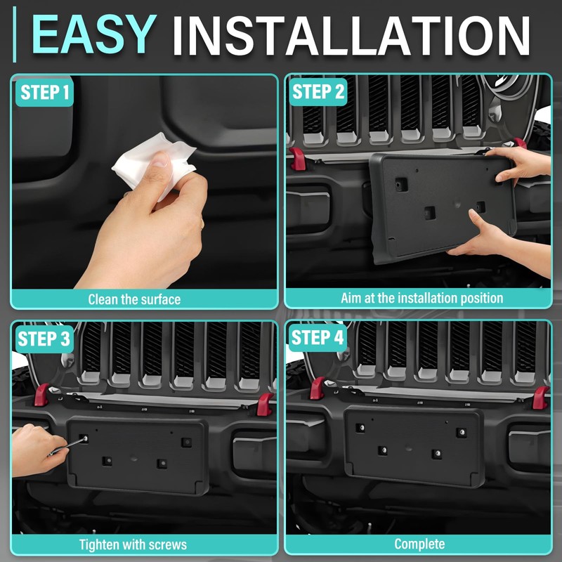 GRUOIZ Quick Install Front License Plate Holder Compatible with Jeep