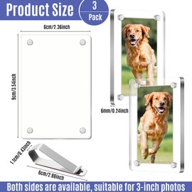 3 Packs Magnetic Car Picture Holder, 3.54x2.36 Inch Acrylic Cars Photo Holder Car Picture Frame Clip-On Cars Visor Photo Clip Add Your Personal Photos