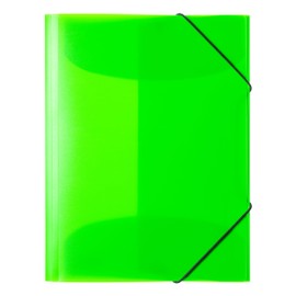 HERMA 19658 Portfolio Folder A4 Translucent Neon Green, Children's Plastic Corner Folder with Inner Flaps and Elastic Band, Sturdy Plastic Folder, for Boys and Girls