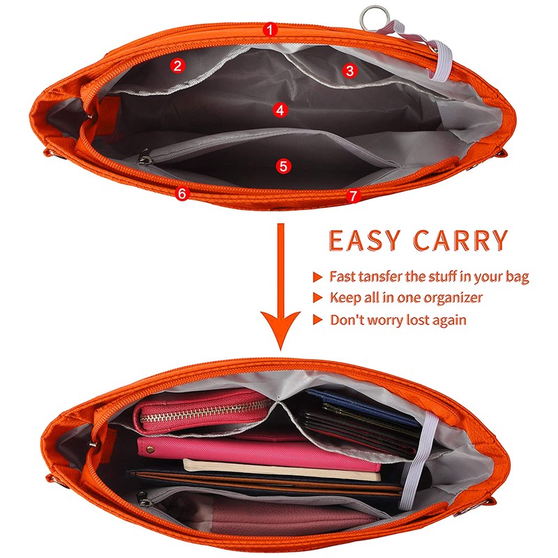 Vercord Expandable Nylon Handbag Purse Organizer Insert Liner Shaper Bag