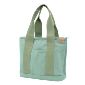 Women's Medium Handbag, Canvas Satchel Tote Bag, Shoulder Bag, Shopper for Books, Everyday Work, Green