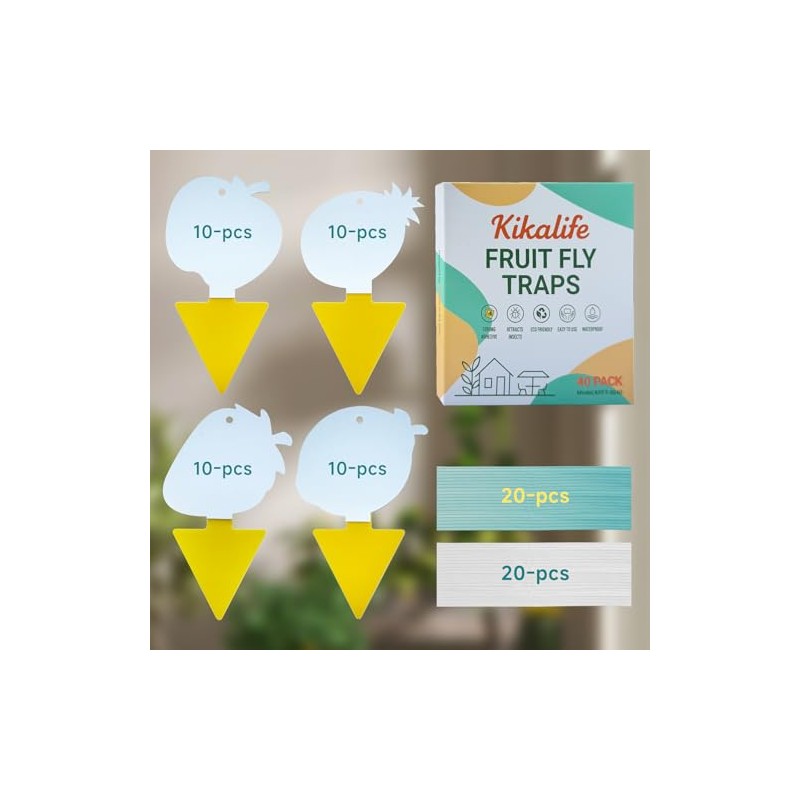 40 Pack Yellow Sticky Traps for Fruit Flies and Gnats