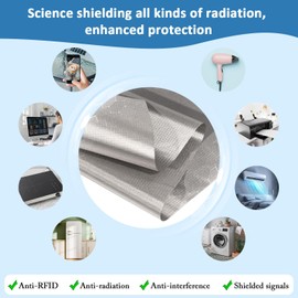 Faraday Fabric 43" x 130"+ 236" L Tape, Military Grade Faraday Cloth for Shielding RFID, EMP, EMF, EMI, 5G, WiFi, Bluetooth, GPS, Prevents Radiation and electromagnetic Interference.