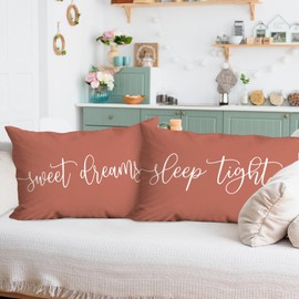 huester Throw Pillows for Bedroom, Decorative Pillows for Bedroom, Throw Pillows for Bed, Bedroom Pillows Decorative, Sweet Dreams Pillow Cover, 12 x 20 Pillow Cover(Red)