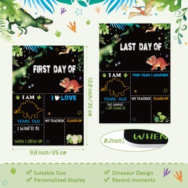First and Last Day of School Sign Board 13.8 x 9.8 Inch Double Sided Dinosaur Chalkboard Reusable 1st Day of School Board Dinosaur Back to School Photo Prop Supplies for Kids Preschool Kindergarten