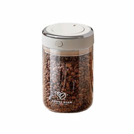 KIGI Glass Coffee Canister for Ground Coffee with One-Way CO2 Valve and Freshness Tracker,Airtight Coffee Bean Storage Containers (1.1L/34OZ)