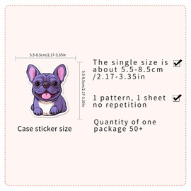 French Bulldog Scrawl Stickers for Party Favors,50 PCS Animal Dog Cute Style Decorate Stickers for Guitar,Phone,Water Bottle,Laptop,Suitcase,Bicycle,Waterproof Vinyl for Teens Girls Children