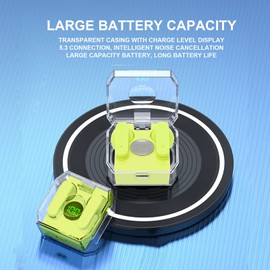 Smart Language Translator Earbuds Support 144 Languages Online Real Time Translation Power Display Translating Headset Fingerprint Control for Traveling Green (Green)