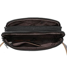 Vintage Leather Fanny Pack Waist Bag for Men Women Travel Hiking Running Hip Bum Belt Slim Cell Phone Purse Wallet Pouch, Black