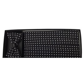 David's Formal Wear Bold Black and White Polka Dot Cummerbund and Bow Tie
