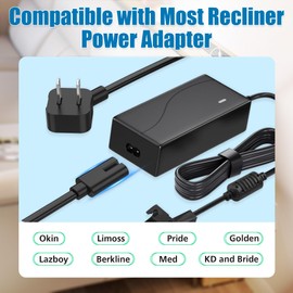 AGVEE 6.6ft AC Power Cord for Lift Chair or Power Recliner, Compatible with Lazyboy Ashley Okin Limoss Pride Catnapper Golden Berkline Replacement, ETL Listed 2-Prong Power Cable, Black