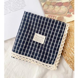 Pemilosci Soft Cotton Like Lace Bandana Headband, Head Wrap, Protective Coverage, Hair Neck Scarf for Girl for Women 24 x 24 inch （CAS013 - Plaid B