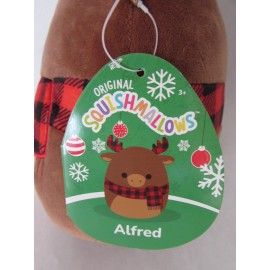 Kellytoy Squishmallow Alfred The Winter Holiday Moose Plaid Scraf Antlers  7.5"
