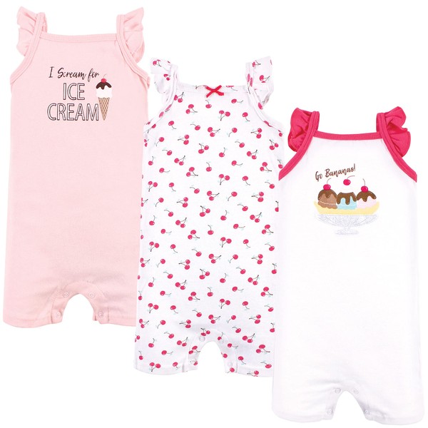 Hudson Baby Unisex Cotton Rompers, Banana Split, 0-3 Months