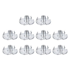 uxcell #8-32 T-Nuts, Zinc-Plated Carbon Steel 3-Pronged Tee Nuts Threaded Inserts for Climbing Holds and Wood Working, White 21Pcs