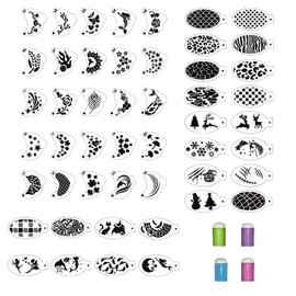 Fidqiog 49 Pcs Face Painting Stencils, Reusable Face Painting Kit for Kids, 24 Elliptical Facial Templates, 25 Eye Corner Templates and 4 Finger Sponge Daubers, DIY Free Matching Facial Paint Stencils