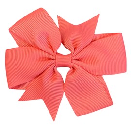 Hair Bows Clips 3" inch Pinwheel Vibrant Bright Colourful School Hairbows - 4 Pack Salmon Pink