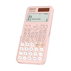 OSALO Scientific Calculator 417 Function 2 Line Written Display 10+2 Digits Solar and Battery Calculators for Students Secondary School College Pink (OS 991ES II)